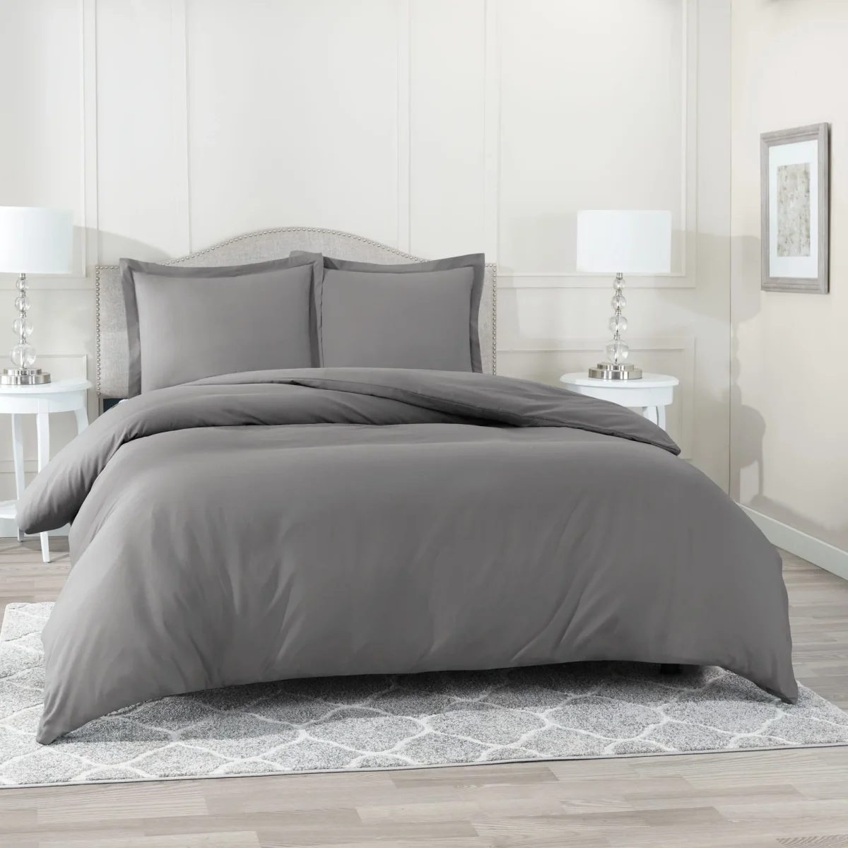 Clara Clark Duvet Cover 3 Piece Set – Ultra Soft Double Brushed Microfiber Hotel Collection – Comforter Cover with Button Closure and 2 Pillow Shams - Image 5